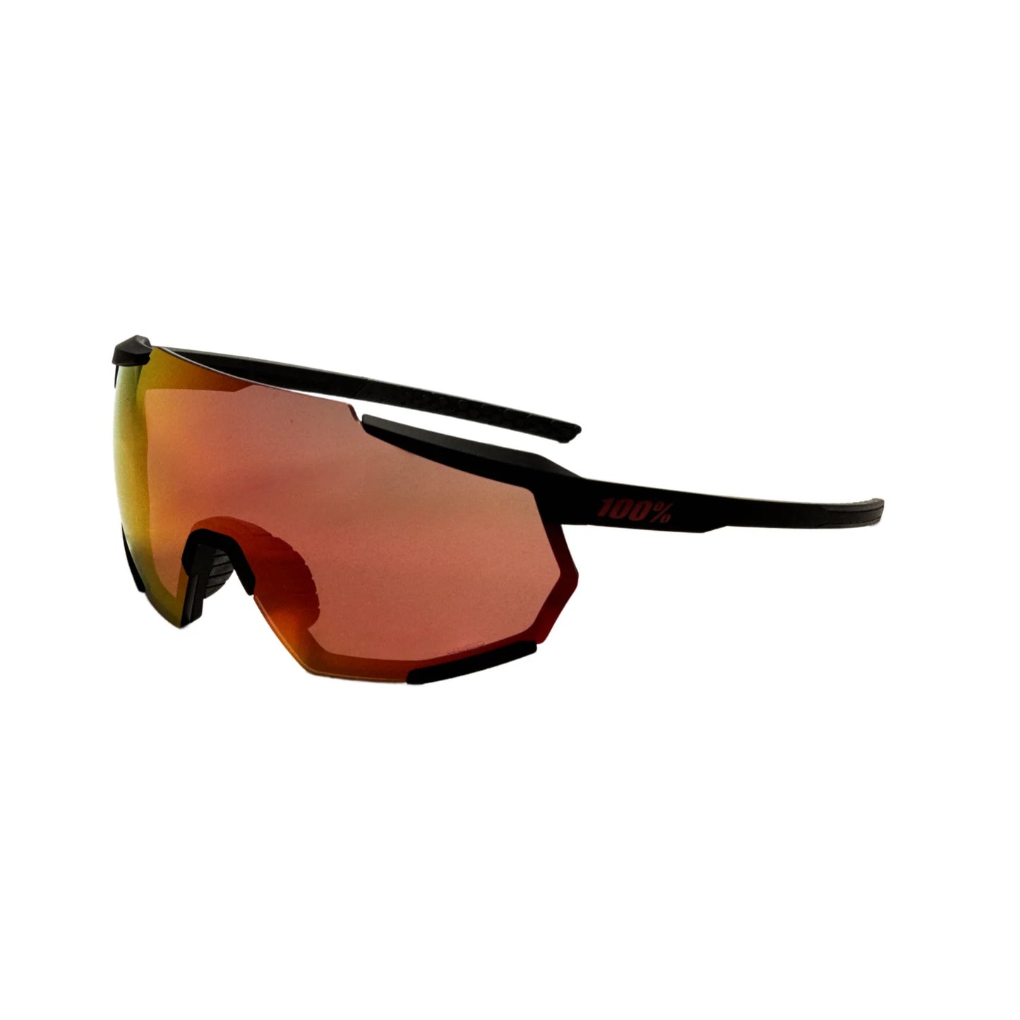 100% Racetrap Performance Sunglasses - Soft Tact Black-Red Lens