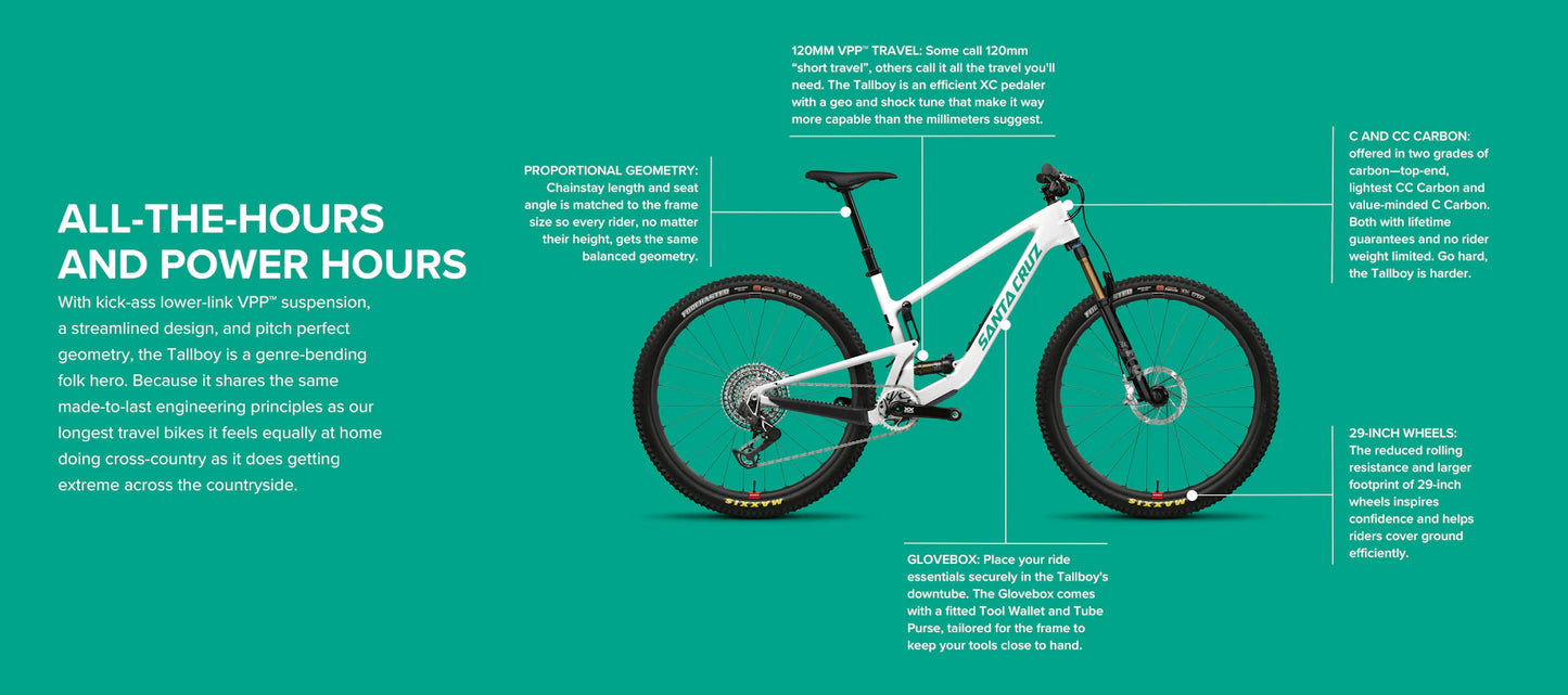 Santa Cruz Tallboy Carbon 29 - S Kit - Gloss White - 2024