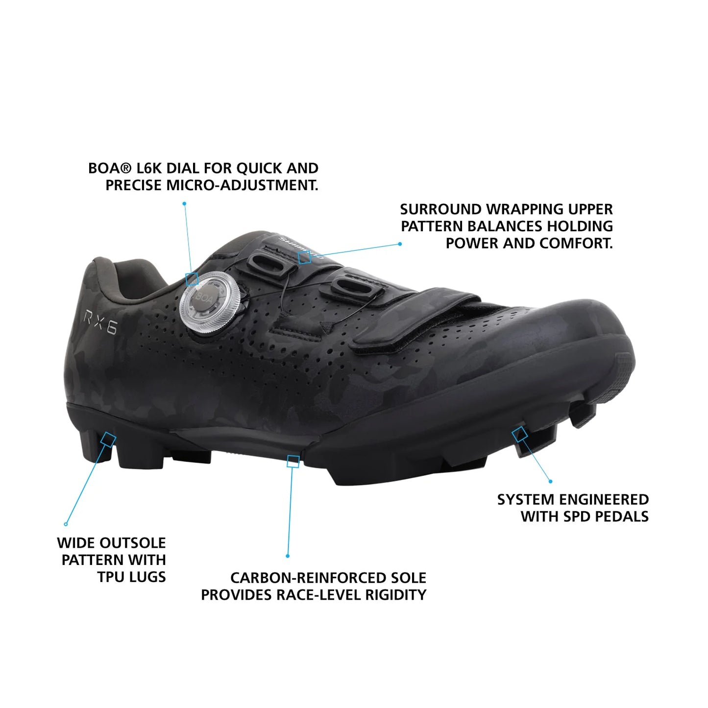 Shimano RX600E SPD Gravel Shoe - Wide - Black