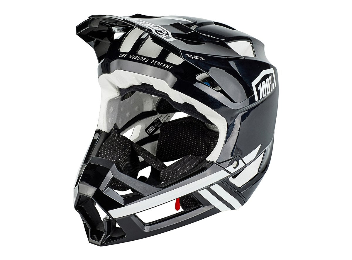 100% Trajecta Full Face Helmet - Black-White Black - White Small