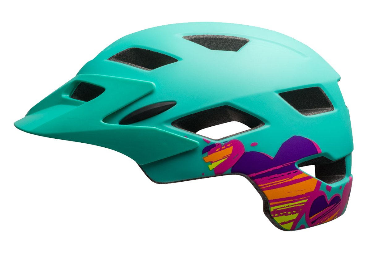 Bell Sidetrack Youth Helmet - Matt Mint Hearts Matt Mint Hearts One Size