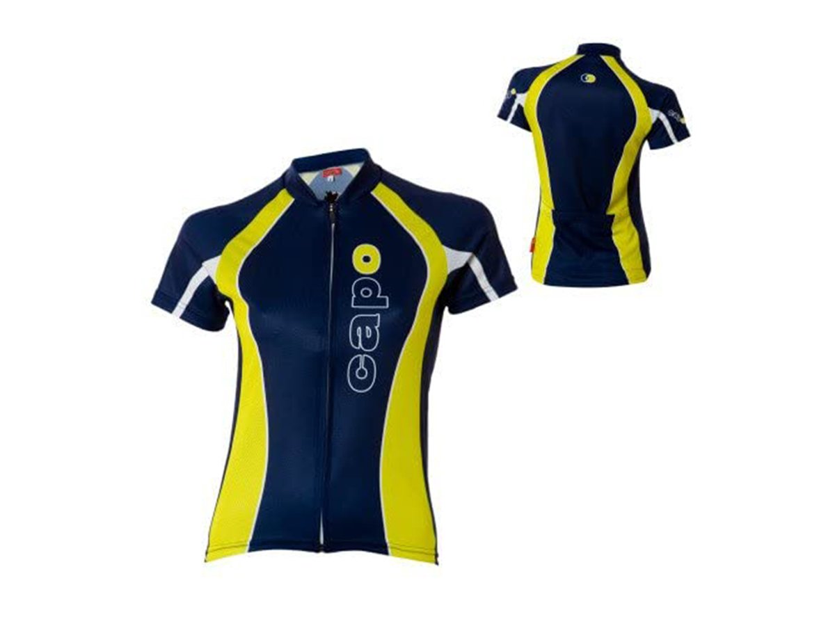 Capoforma Stella Short Sleeve Road Jersey - Womens - Navy-Yellow Navy - Yellow Small