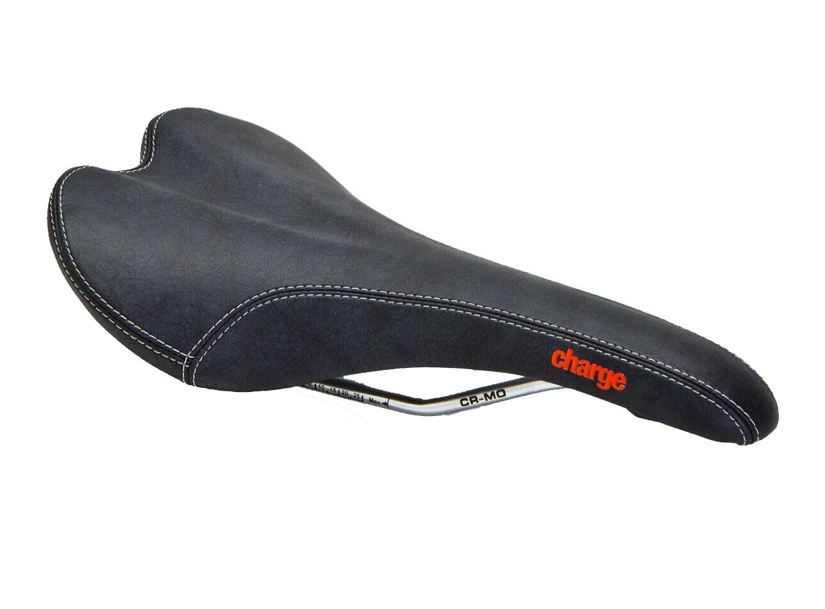 Charge Bikes Spoon CrMo MTB Saddle - Black-Red Logo Black - Red Logo