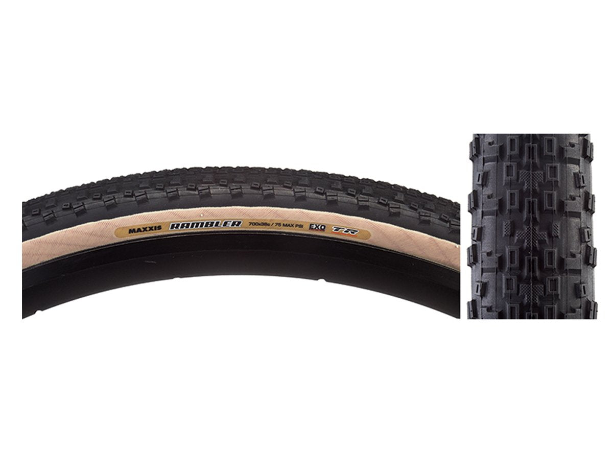 Maxxis Rambler TR 700c Folding Gravel/Adventure Tire Black 38c 120TPI - (DC)Dual Compound - (EXO)Sidewall - (TR)Tubeless Ready