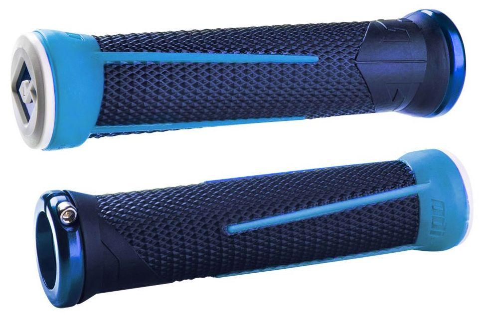 ODI AG-1 Aaron Gwin Lock-On Grips - Bright Blue-Light Blue Bright Blue - Light Blue