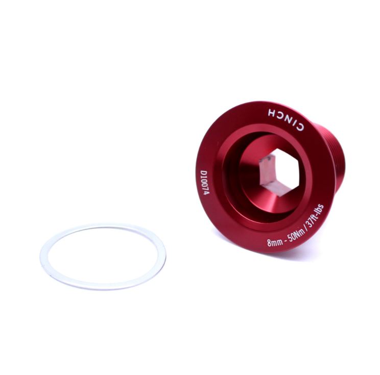 Race Face Cinch Non Drive Side M18 Crank Bolt and Washer - Gloss Red Red