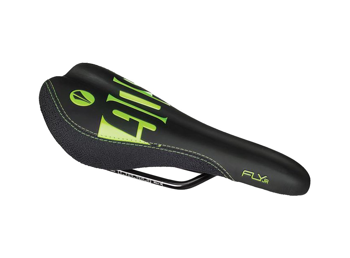 SDG Fly Jr Children's Saddle - Black-Neon Green-Green Black - Neon Green - Green