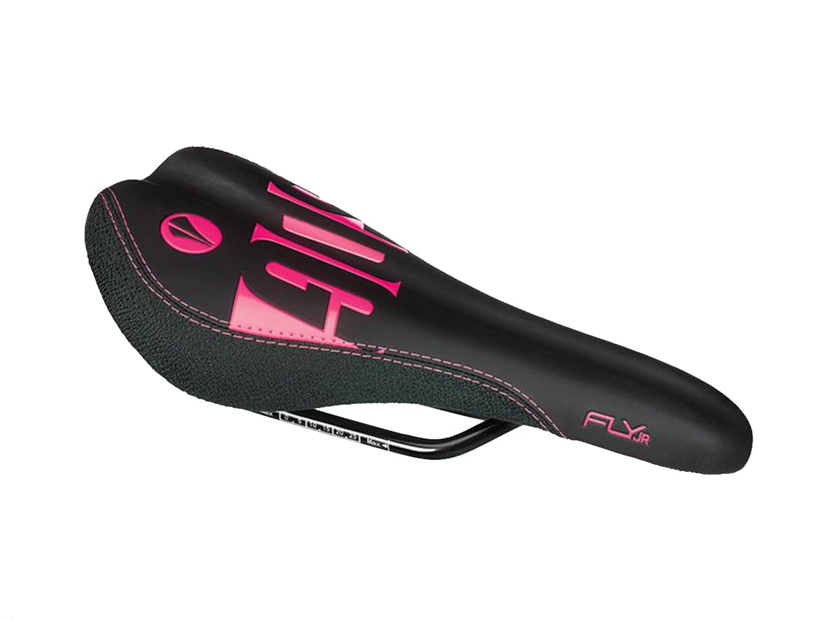 SDG Fly Jr Children's Saddle - Black-Neon Pink-Pink Black - Neon Pink - Pink