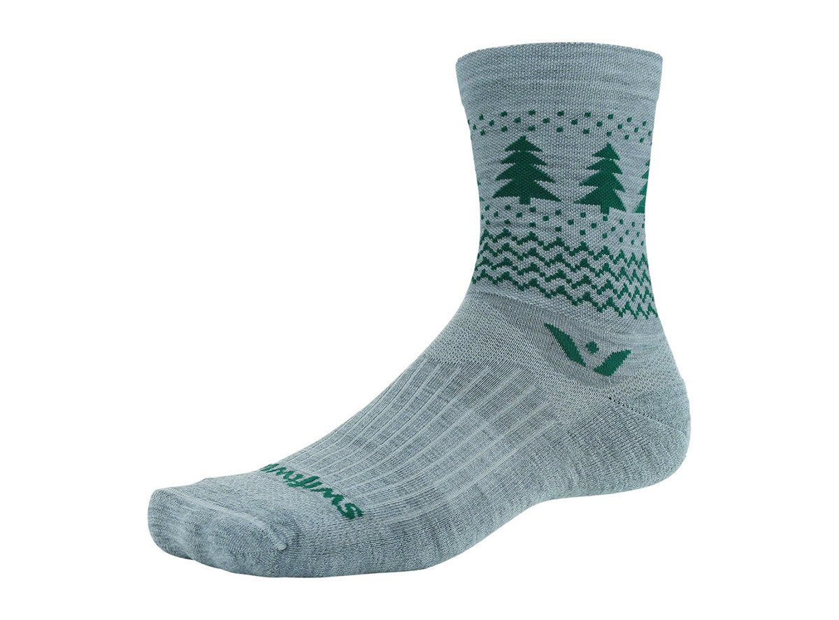 Swiftwick Vision Five Winter Pine Sock - Heather Green - 2020 Heather Green Small
