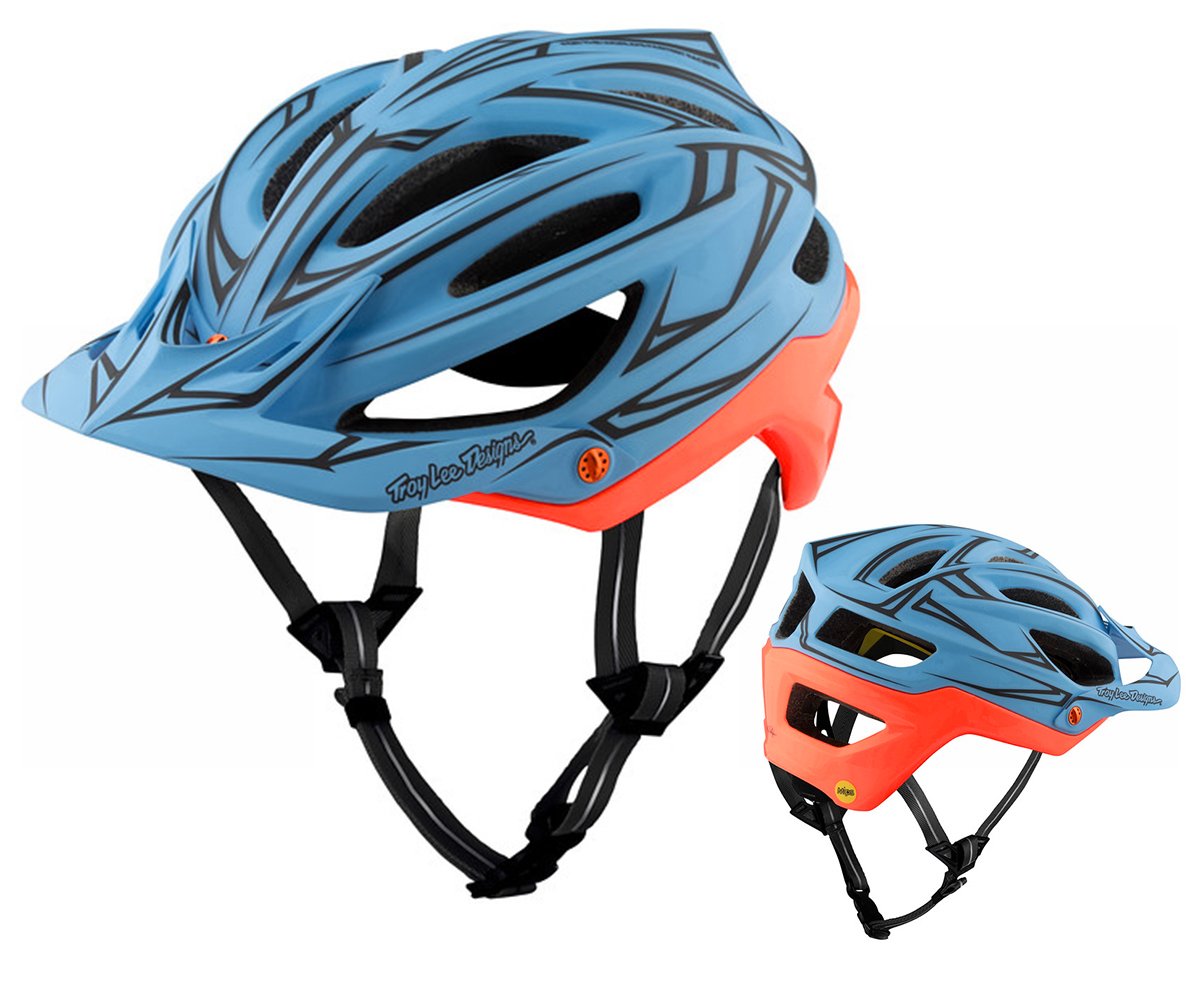 Troy Lee Designs A2 MIPS MTB Helmet - Pinstripe - Blue-Red Blue - Red Medium/Large