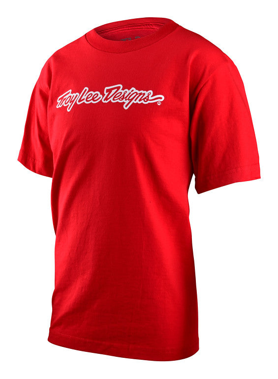 Troy Lee Designs Signature Short Sleeve Tee - Youth - Red Red Small