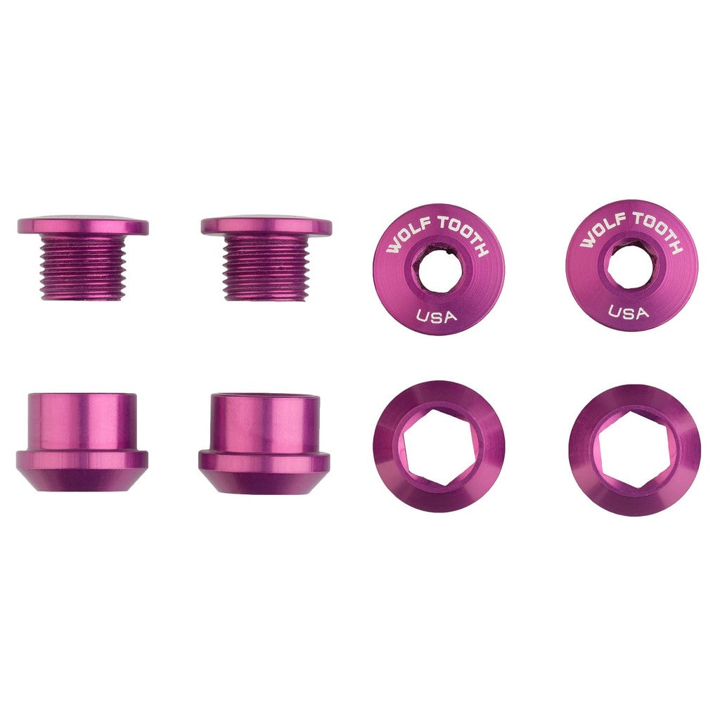 Wolf Tooth Components Chainring Bolt & Nut Set - 6mm - Purple Purple Set Of 4 - 8 Pieces