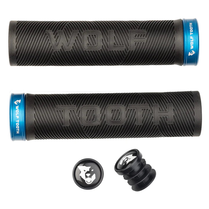 Wolf Tooth Echo Lock-On MTB Grips – Black-Blue Black - Blue