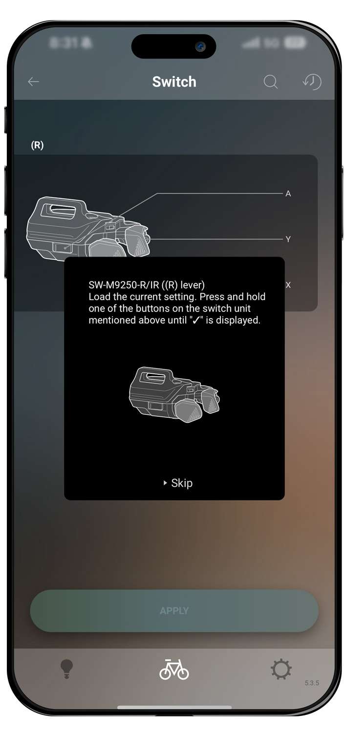 Shimano XTR M9250-IR Di2 Wireless Shifter - I-Spec