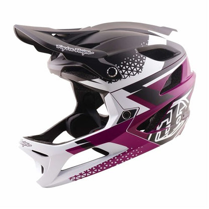 Troy Lee Designs Stage 2 MIPS Full Face Helmet - Amper - White-Fuchsia