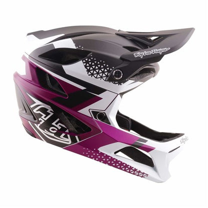 Troy Lee Designs Stage 2 MIPS Full Face Helmet - Amper - White-Fuchsia