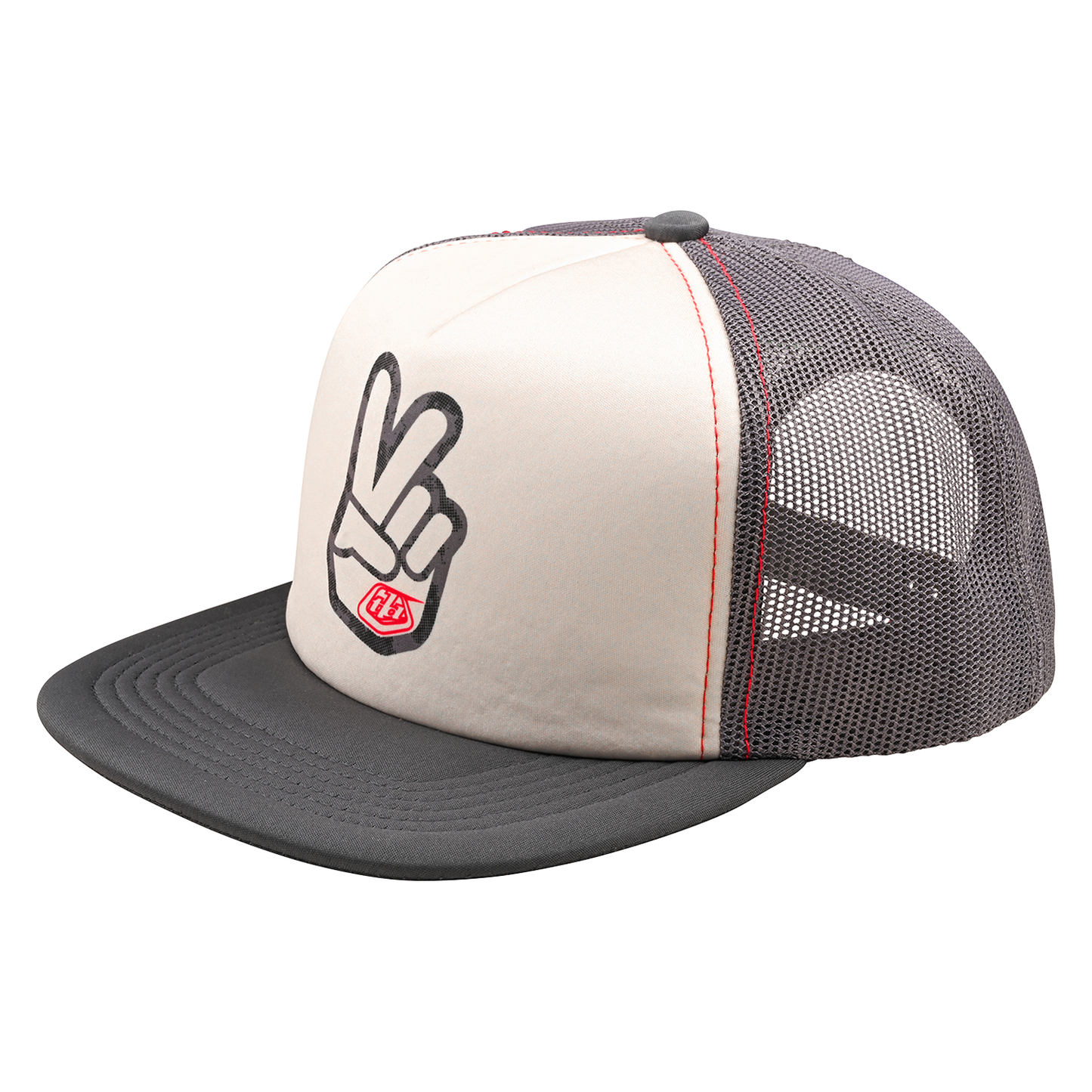 Troy Lee Designs Peace Out Trucker Snapback Hat - Vintage White-Carbon