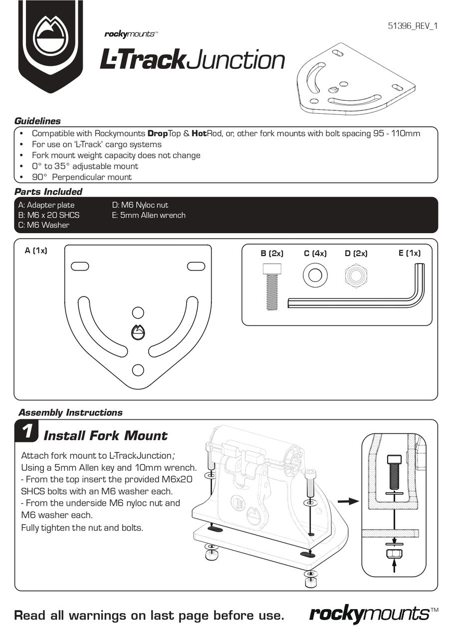 Rocky Mounts L-Track Junction Adapter