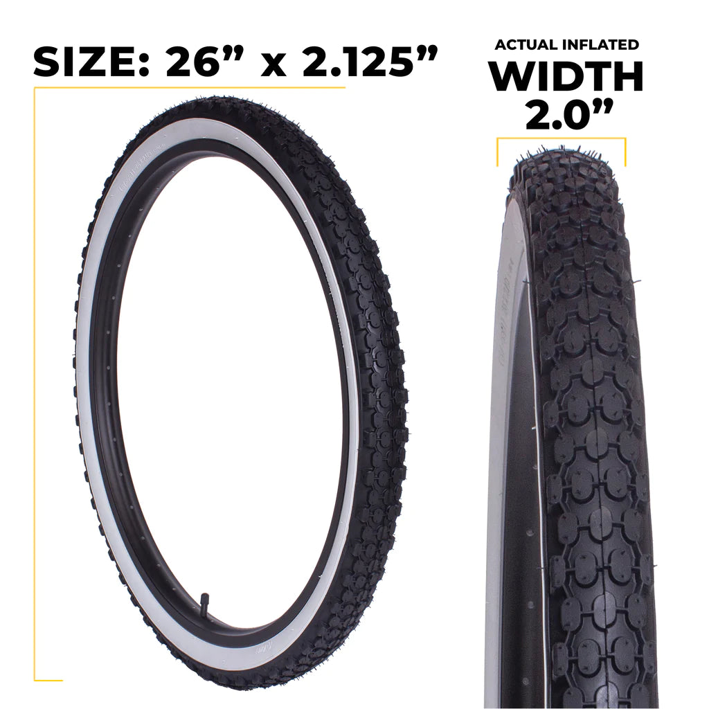 Eastern E701 26" Beach Cruiser Tire - White Sidewall