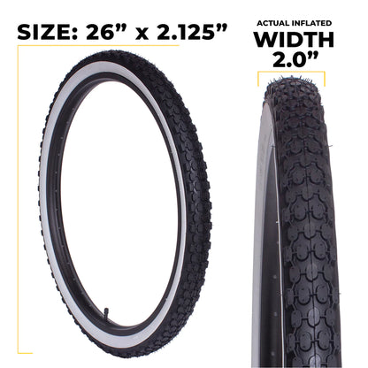 Eastern E701 26" Beach Cruiser Tire - White Sidewall