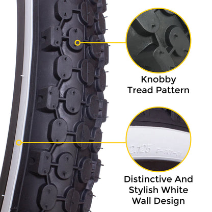 Eastern E701 26" Beach Cruiser Tire - White Sidewall