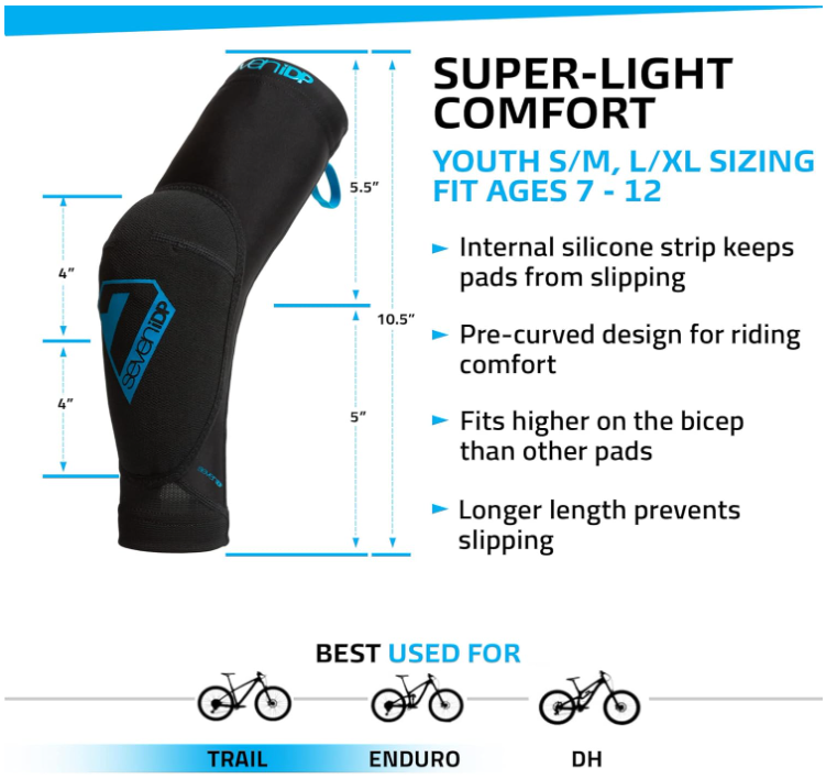 7 iDP Transition Elbow Pad - Youth - Black