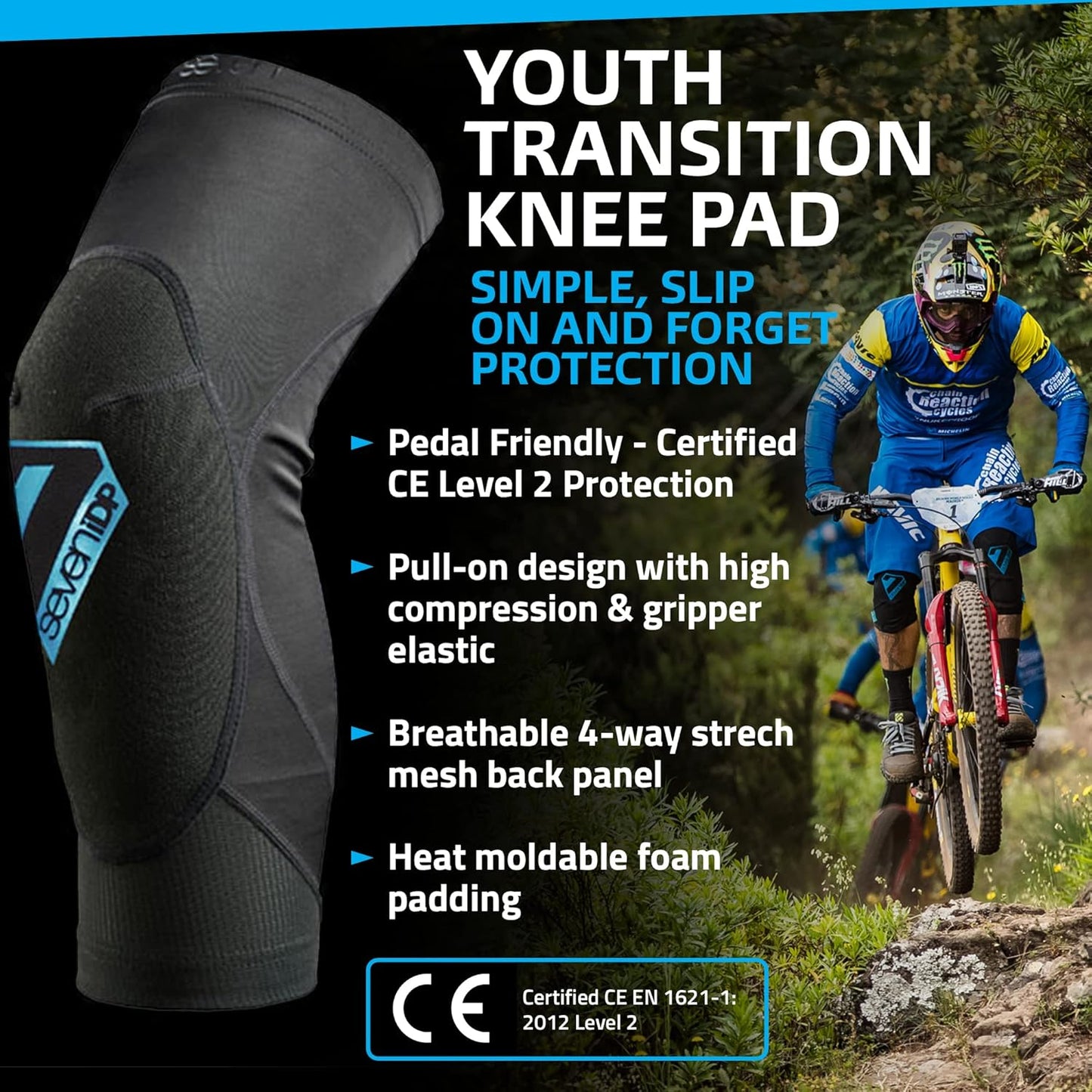 7 iDP Transition Knee Pads - Youth - Black