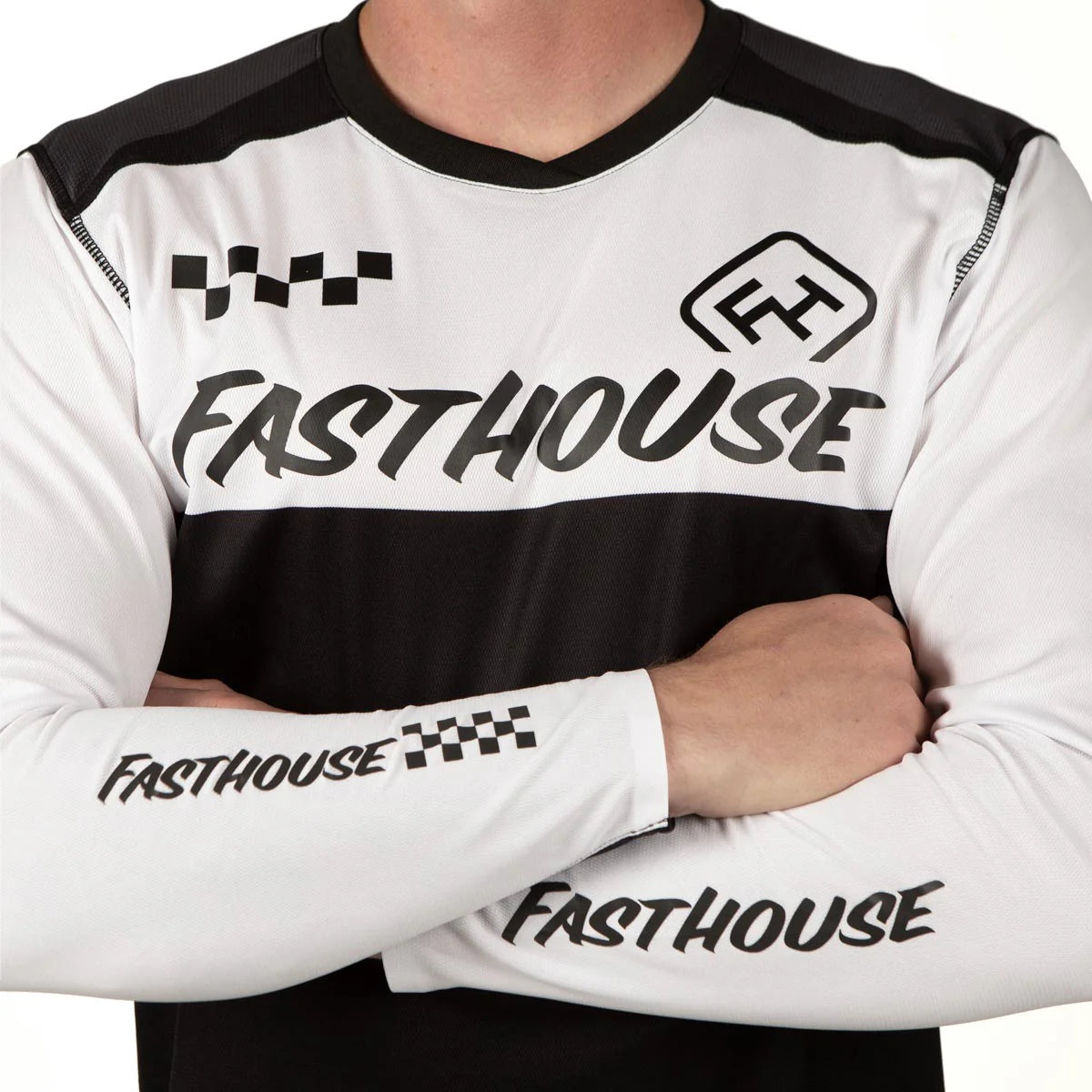Fasthouse Alloy Block Long Sleeve MTB Jersey - Youth - Silver-Charcoal