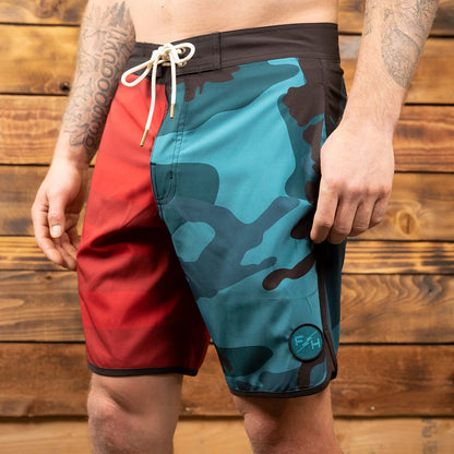 Fasthouse After Hours 18" 3 Pocket Patriot Boardshort - Red-Blue
