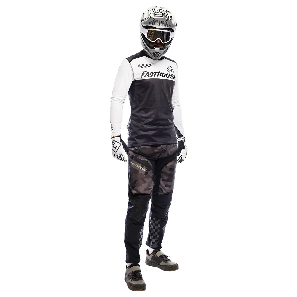 Fasthouse Alloy Block Long Sleeve MTB Jersey - Youth - Silver-Charcoal