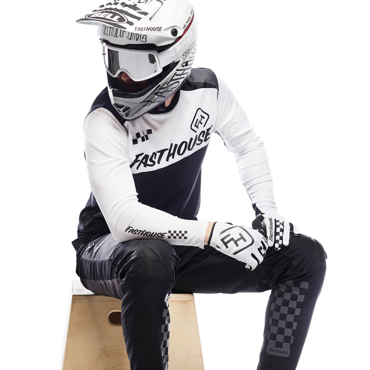 Fasthouse Alloy Block Long Sleeve MTB Jersey - Youth - Silver-Charcoal