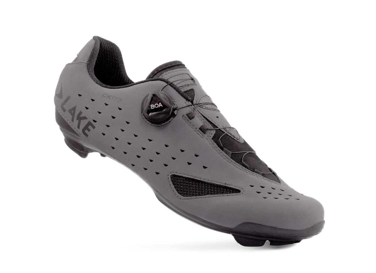 Lake CX177 Road Shoe - Wide - Matt Gray-Black