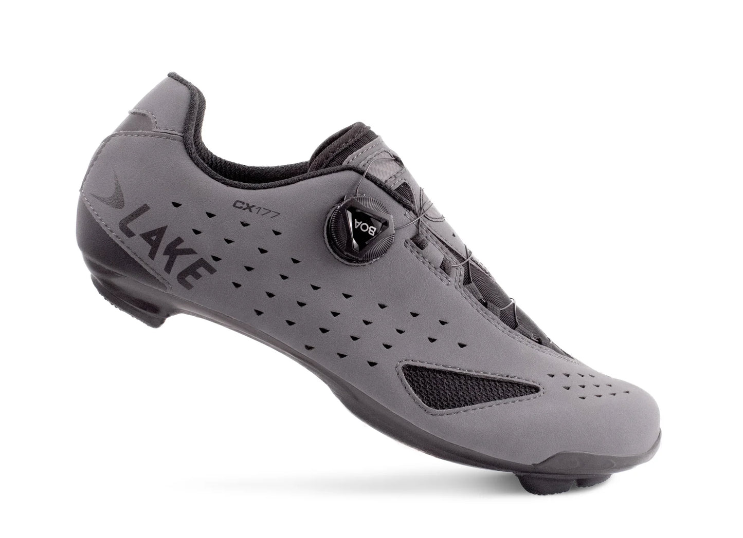 Lake CX177 Road Shoe - Wide - Matt Gray-Black