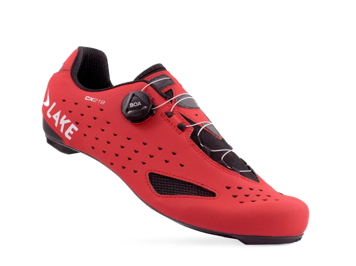 Lake CX219 Road Shoe - Wide - Red-White