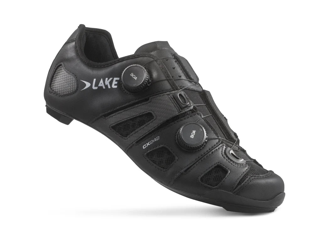 Lake CX242 Road Shoe - Wide - Black-Silver