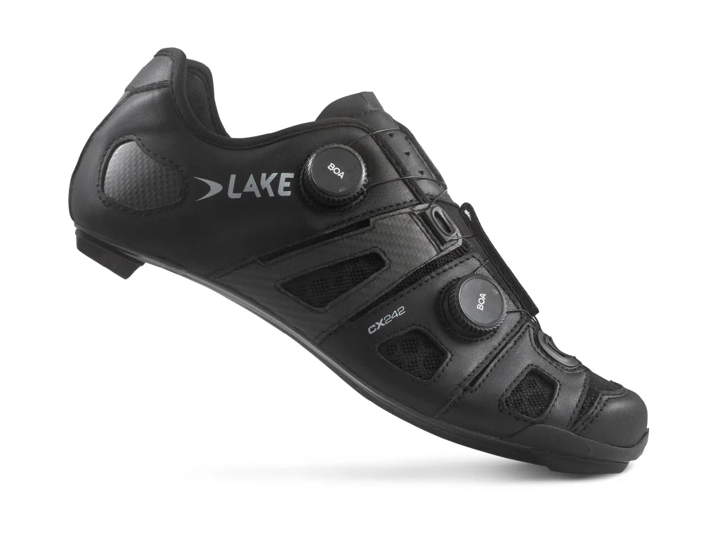 Lake CX242 Road Shoe - Wide - Black-Silver