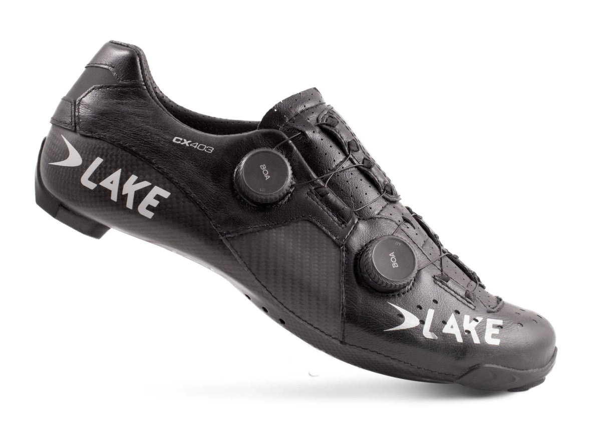 Lake CX403 Road Shoe - Wide - Black-Silver