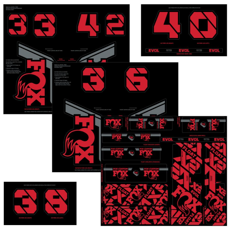 Fox Suspension Fork and Shock AM Custom Decal Kit - Red