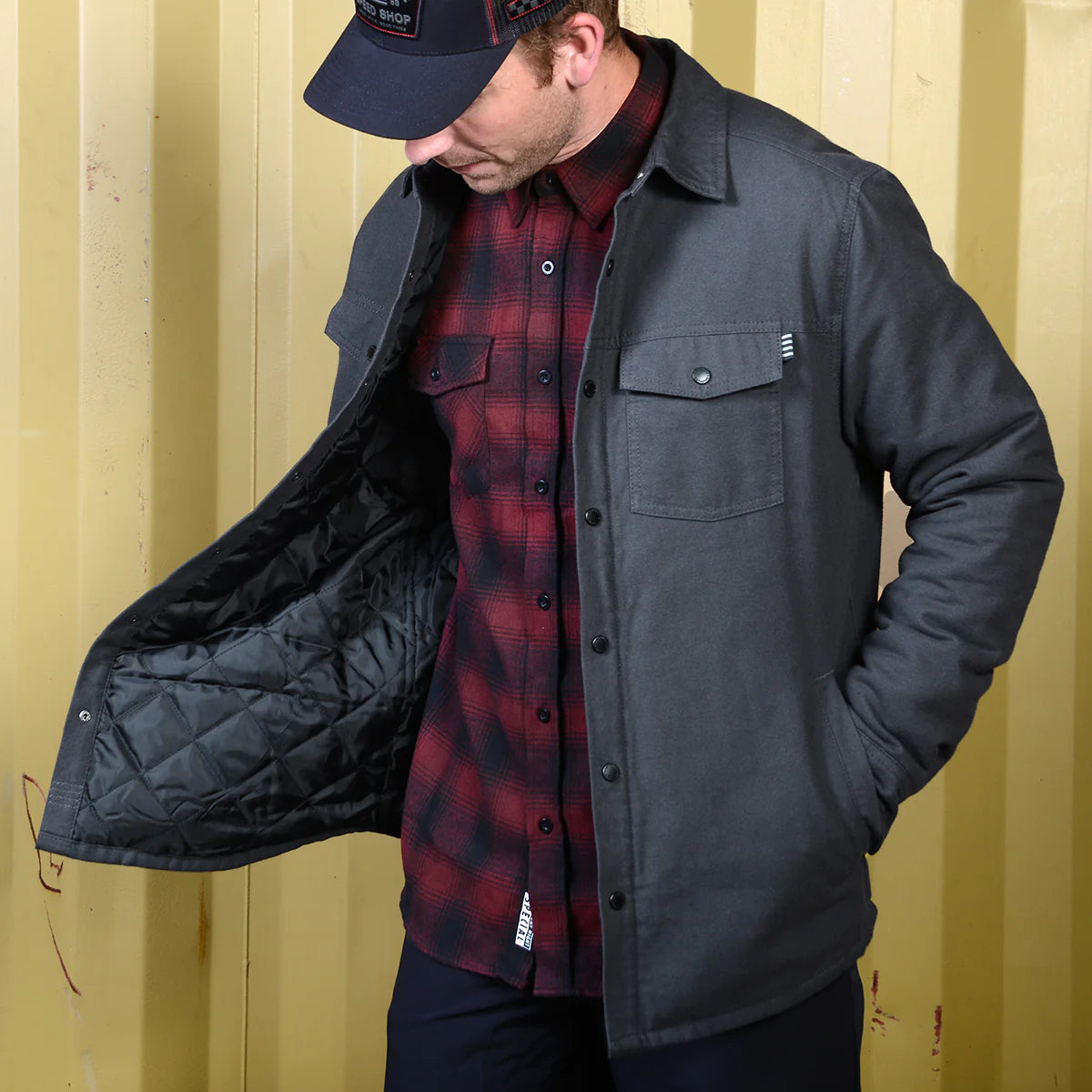 Fasthouse Elysian Quilted Flannel Shirt - Charcoal