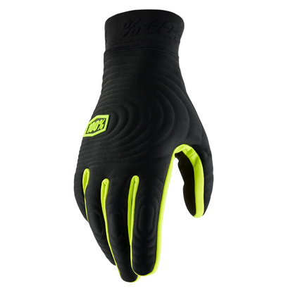 100% Brisker Xtreme Glove - Black-Fluo Yellow