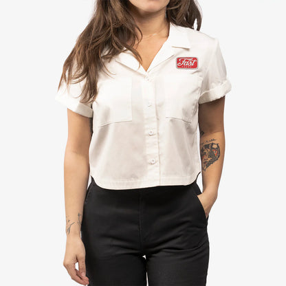 Fasthouse Garage Talk Short Sleeve Button Up - Womens - Off White