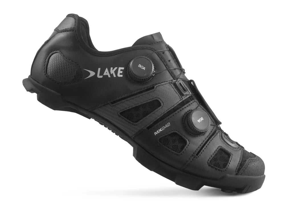 Lake MX242 MTB Shoe - Wide - Black-Silver