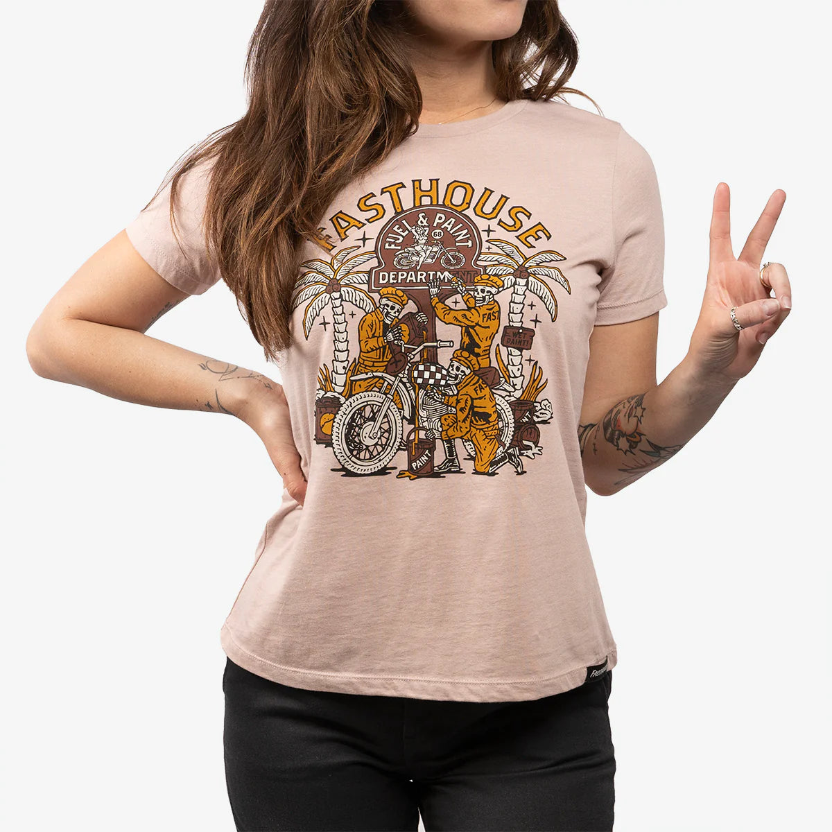 Fasthouse Macabre Tee - Womens - Heather Pink Gravel