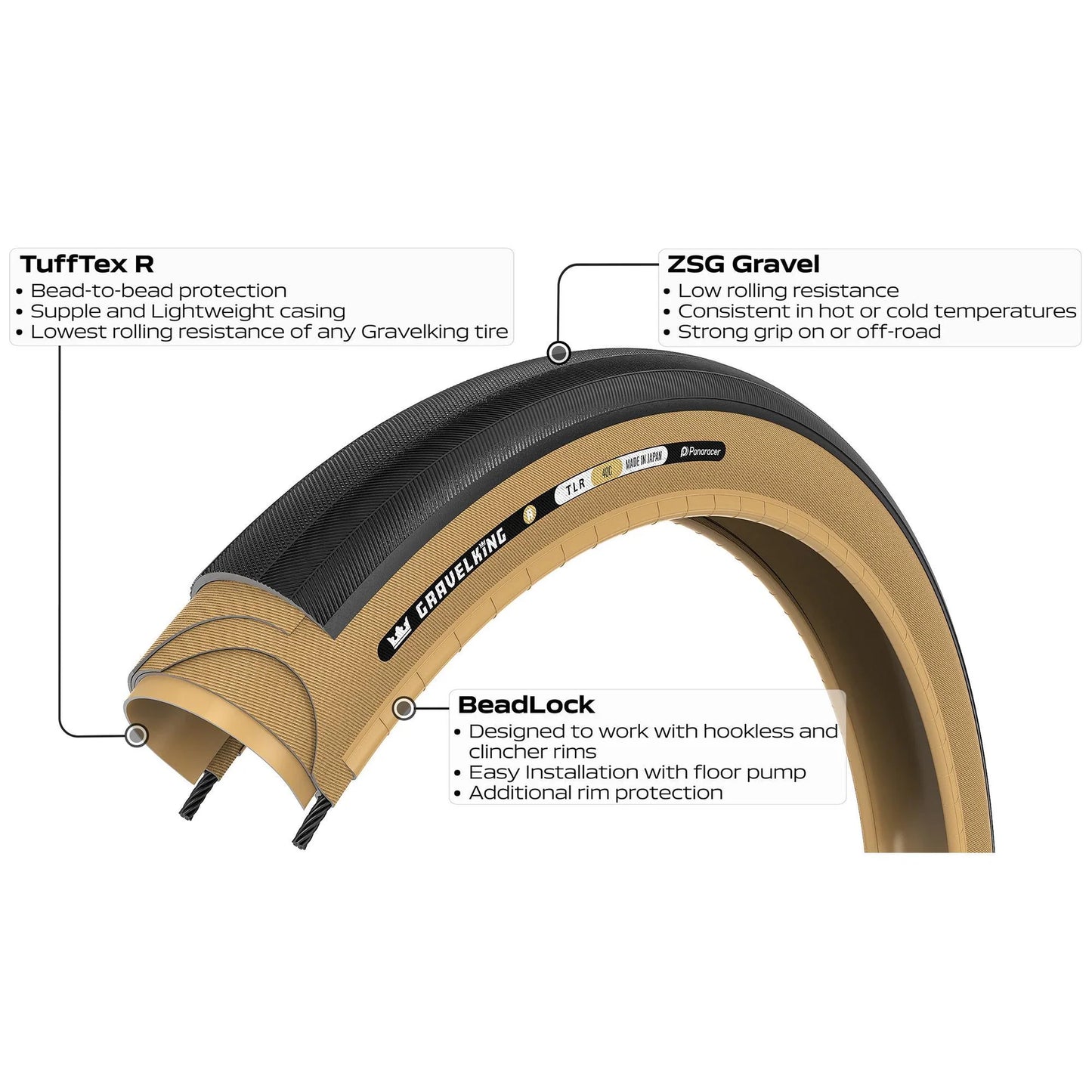 Panaracer Gravelking SS R 700c Folding Gravel Tire - Black-Amber