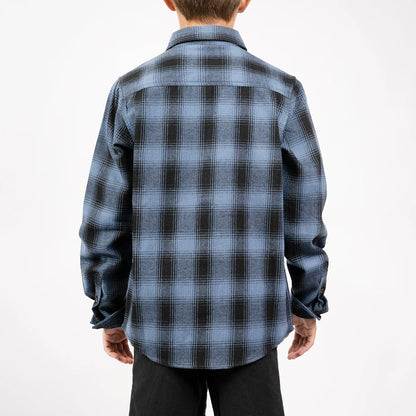 Fasthouse Saturday Night Special Flannel Shirt - Youth - Dust Blue-Black
