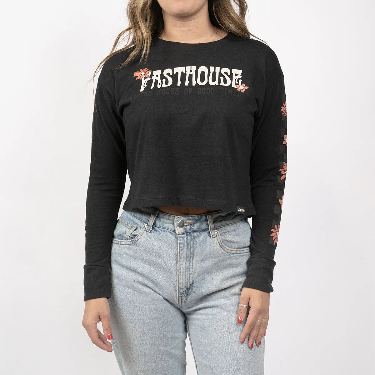 Fasthouse Serene Long Sleeve Crop Tee - Womens - Black