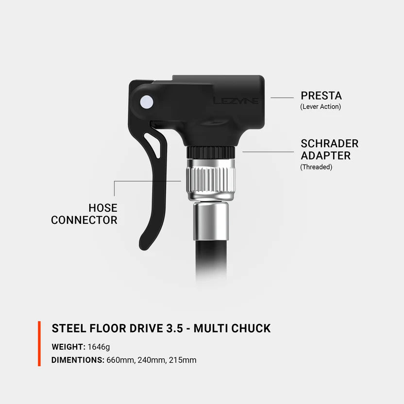 Lezyne Steel Floor Drive 3.5 - Flat Black