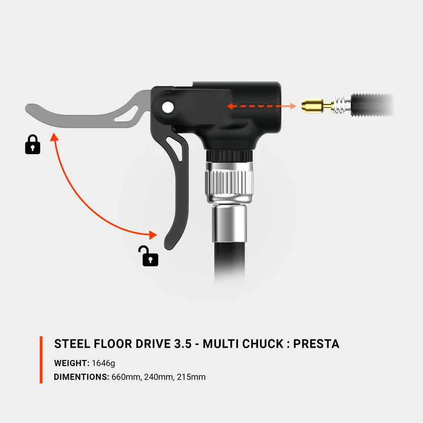 Lezyne Steel Floor Drive 3.5 - Flat Black