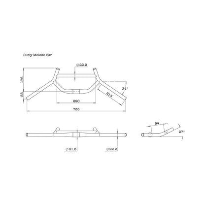 Surly Moloko Touring Handlebar - Black