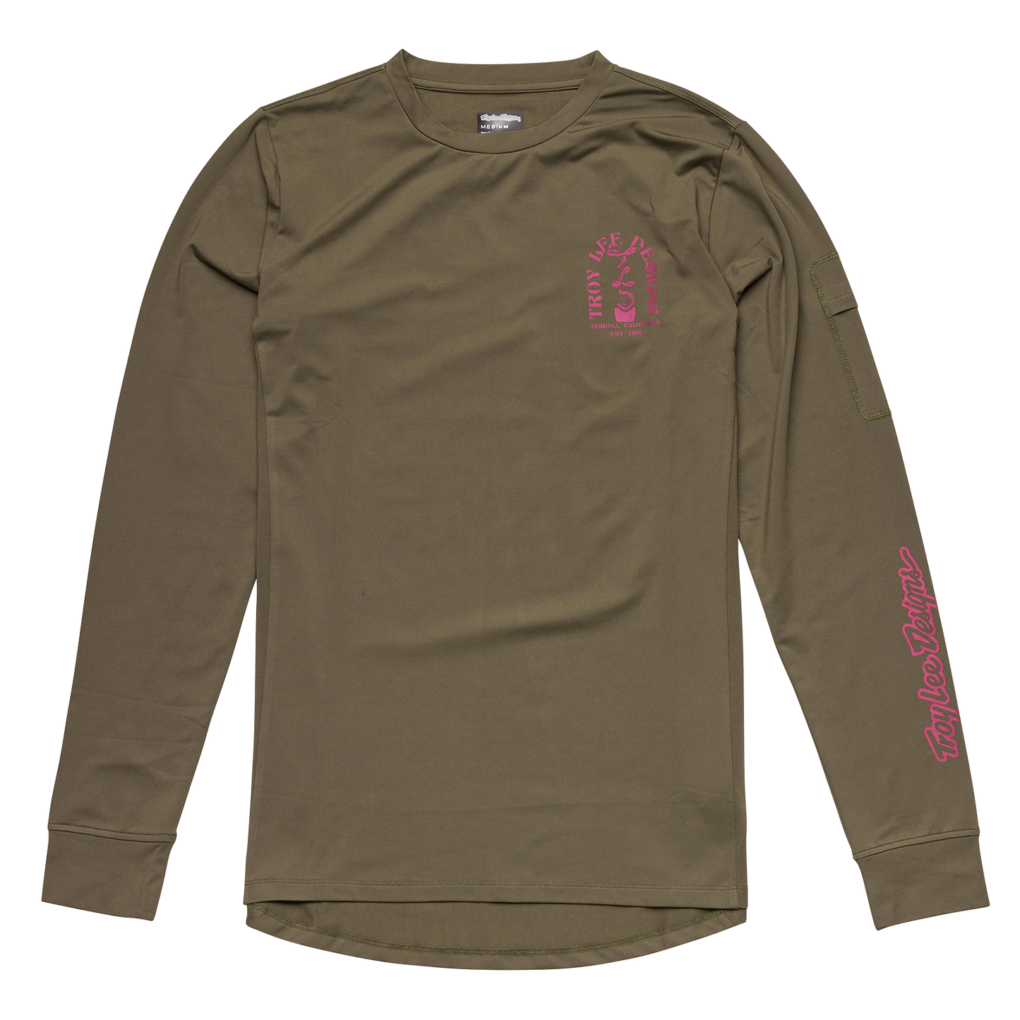 Troy Lee Designs Ruckus Long Sleeve Ride Tee - Bolts - Fangs - Olive